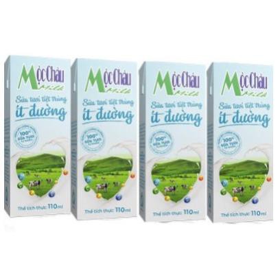 Sữa tươi tiệt trùng Mộc Châu Ít đường 110ml ( 48 hộp /thùng)