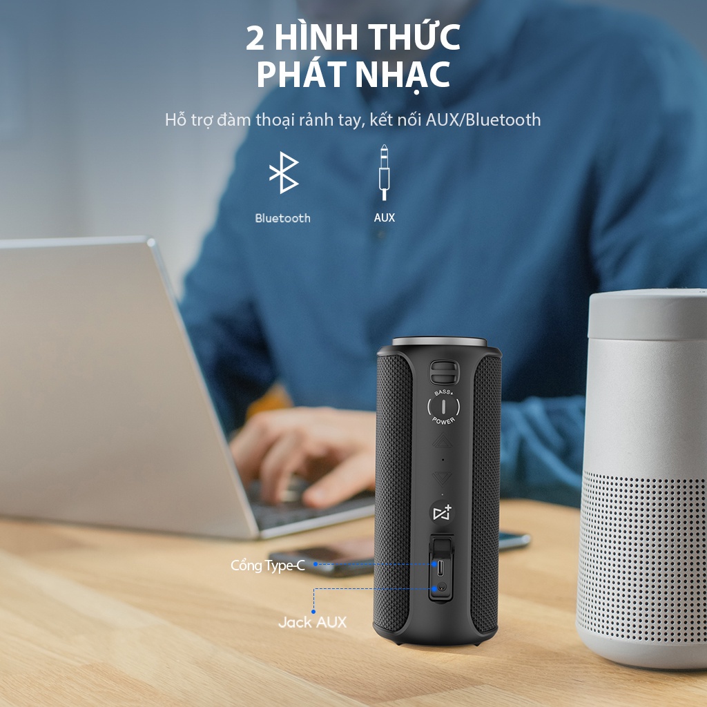 Loa Bluetooth 5.0 VIVAN VS30 Hi-Fi Công Suất 20W - Chống Nước IPX7 - Hỗ Trợ Kết Nối Cổng AUX/Bluetooth