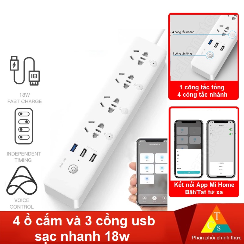 Ổ cắm Gosund Power Strip Wifi thông minh CP5 Wifi 4 ổ 3 USB