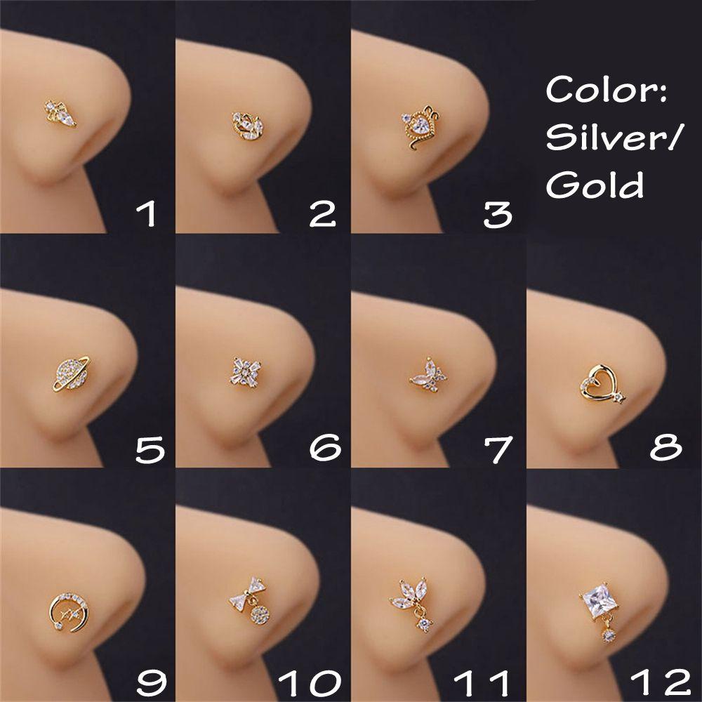 Khuyên Mũi Hình Chữ L Đính Nơ Phong Cách Punk