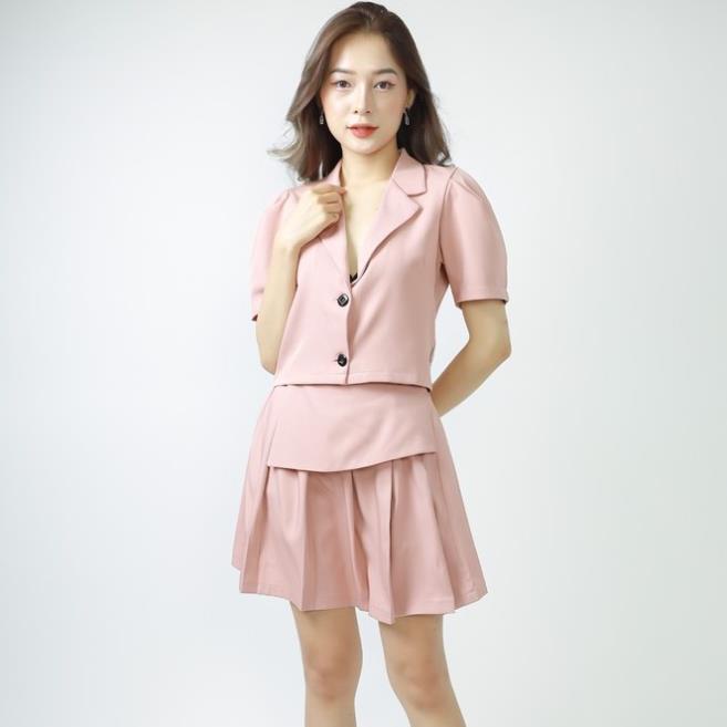 Set bộ nữ công sở trẻ Emspo , áo dáng vest crotop, chân váy xòe BSMM0040 - BJ0040 J2K