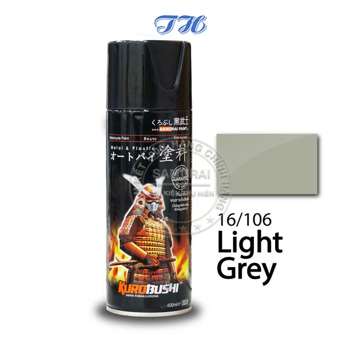 Sơn Xịt Samurai chuyên dùng cho xe máy màu xám sáng 16/106 chống cháy, chống rạn nứt, vòi xịt chống chảy