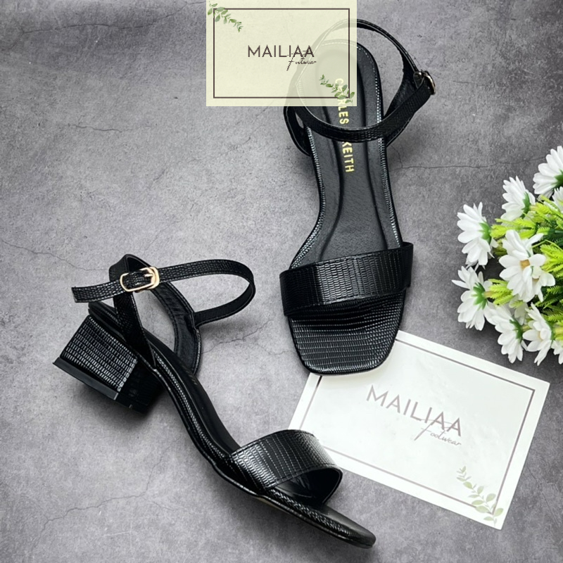 Sandal nữ cao gót, giày cao gót nữ, sandal nữ gót vuông 3 phân MAILIAA  mã 002 quai ngang da rắn mềm dễ đi