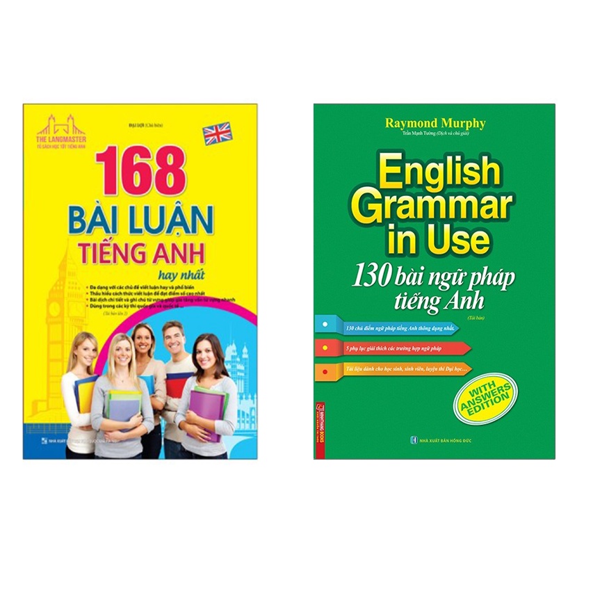 Sách - Combo 2c 168 bài luận ta + 130 bài ngữ pháp ta ( màu)