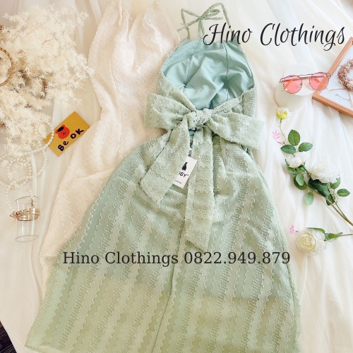 Đầm yếm buộc dây nơ lưng, váy dây yếm hơ lưng H001 | BigBuy360 - bigbuy360.vn