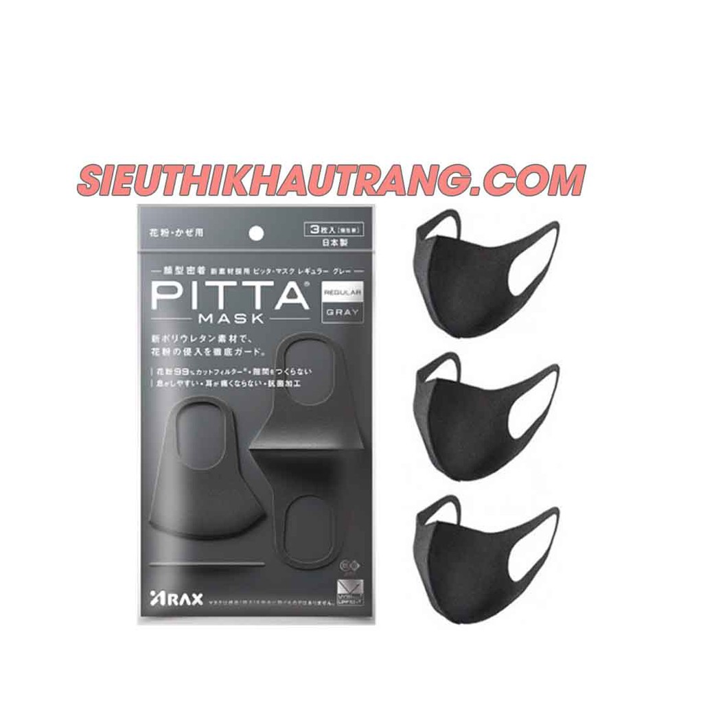 [Chính Hãng] Khẩu Trang Pitta Mask Nhật bản - Pitta Mask Đen Xám Gray 2021 | BigBuy360 - bigbuy360.vn