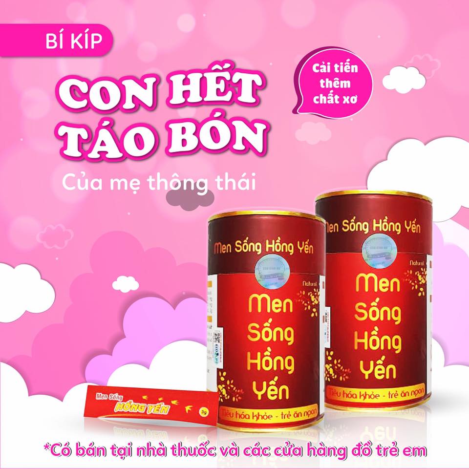 Men sống Hồng Yến Cầu Bình An (hộp 20 gói) Rối loạn tiêu hóa đầy hơi khó tiêu. bé ăn ngon