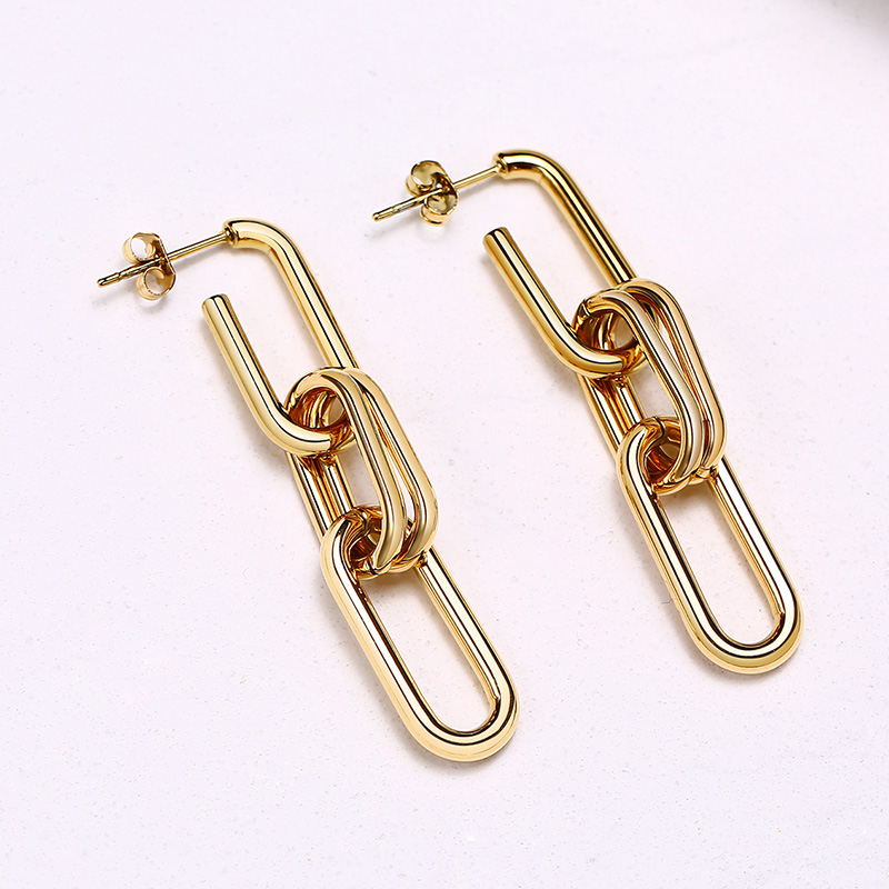 Vnox Hoa Tai Dạng Xích Mạ Vàng Thời Trang