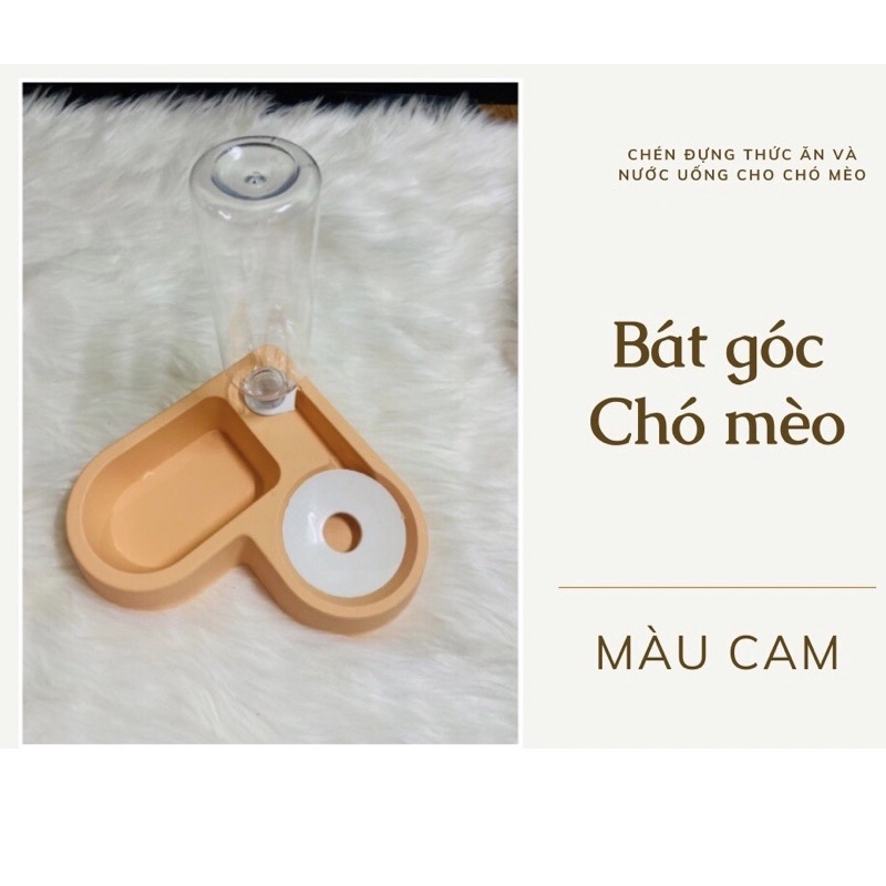 Bát Góc tường , bát tự động cho thú cưng , bát cho chó mèo ăn uống có kèm bình nước