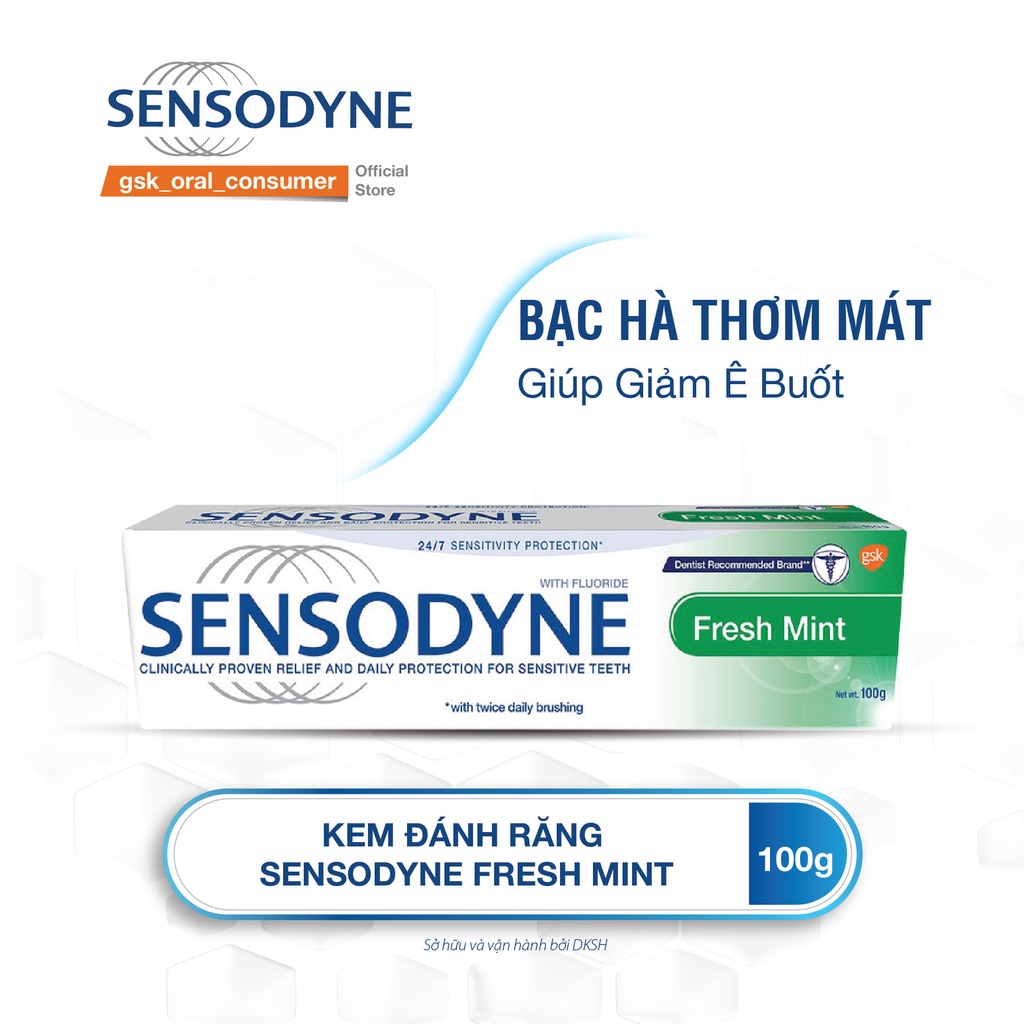 Hàng Siêu Thị - Kem Đánh Răng Sensodyne Fresh Mint Bạc Hà Thơm Mát 160G Chính Hãng