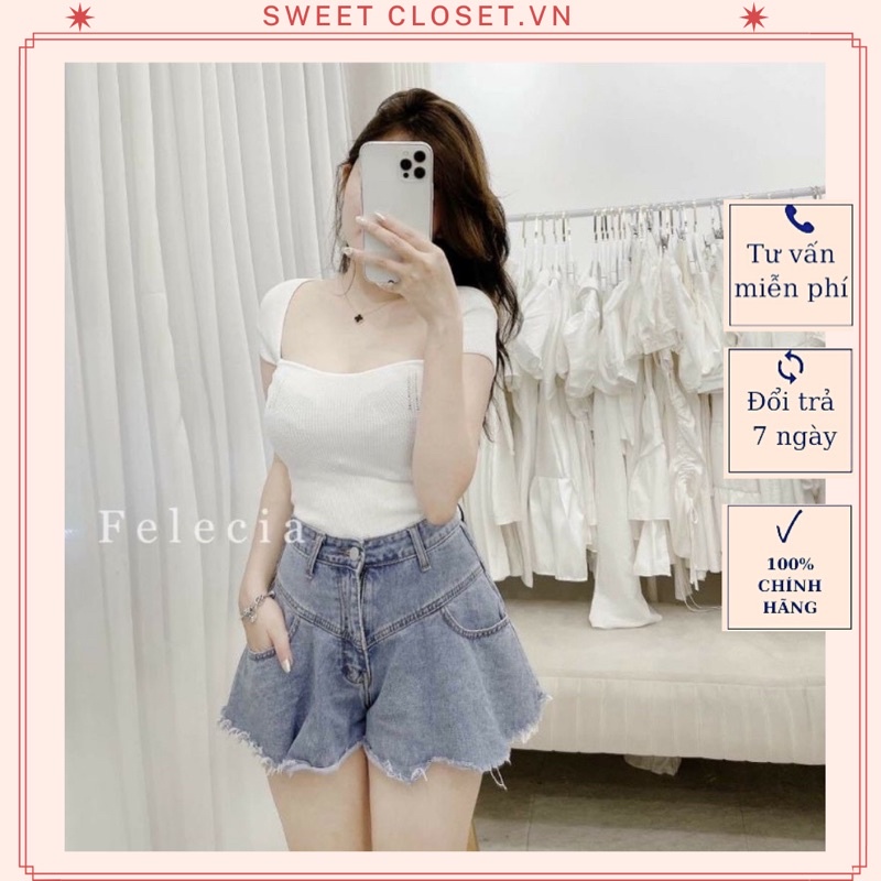 Quần short bò nữ giả chân váy dáng xoè