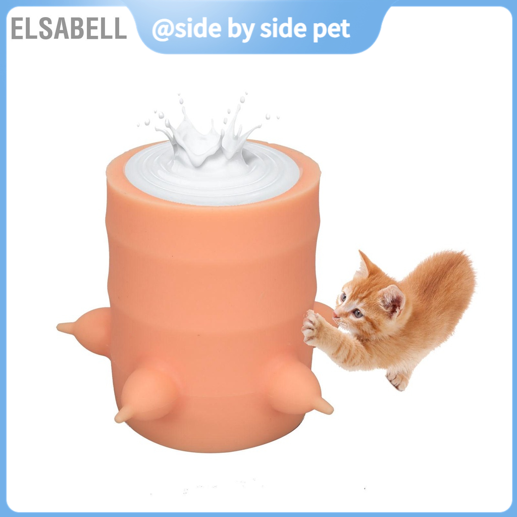 Elsabell. 400Ml Bình Sữa Cho Thú Cưng Nhiều Núm Vú Silicone Mềm Thiết Kế Rộng Cỡ Nòng Có Nắp Chó Con Mèo
