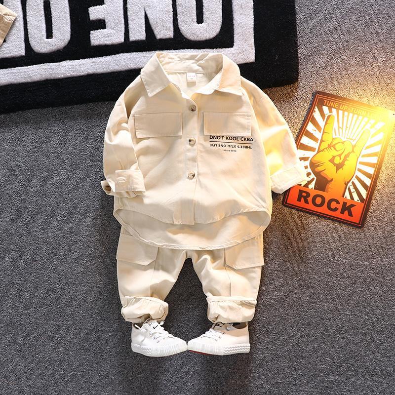 Set Áo Sơ Mi Dài Tay Cổ Bẻ + Áo Khoác Dài Tay Cổ Bẻ Form Dài Rộng Thời Trang Hàn Cho Bé Trai