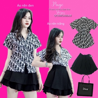 Set áo sơmi dior chân váy tầng
