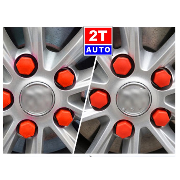 Bộ 20 nắp chụp che ốc bảo vệ ốc lazang la zăng vành mâm cỡ 17mm cho xe hơi ô tô- MÀU ĐỎ:   SKU:302