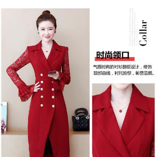 ĐẦM ÔM CỔ VEST TAY LOE PHỐI NÚT
