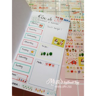 Bộ 6 tấm sticker trang trí sổ, planner, lịch