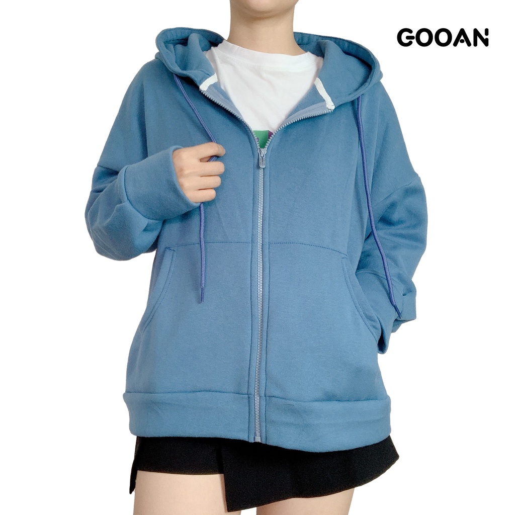 Áo khoác chống nắng nỉ bông nữ đẹp trơn form rộng basic ulzzang unisex - Gooan | BigBuy360 - bigbuy360.vn