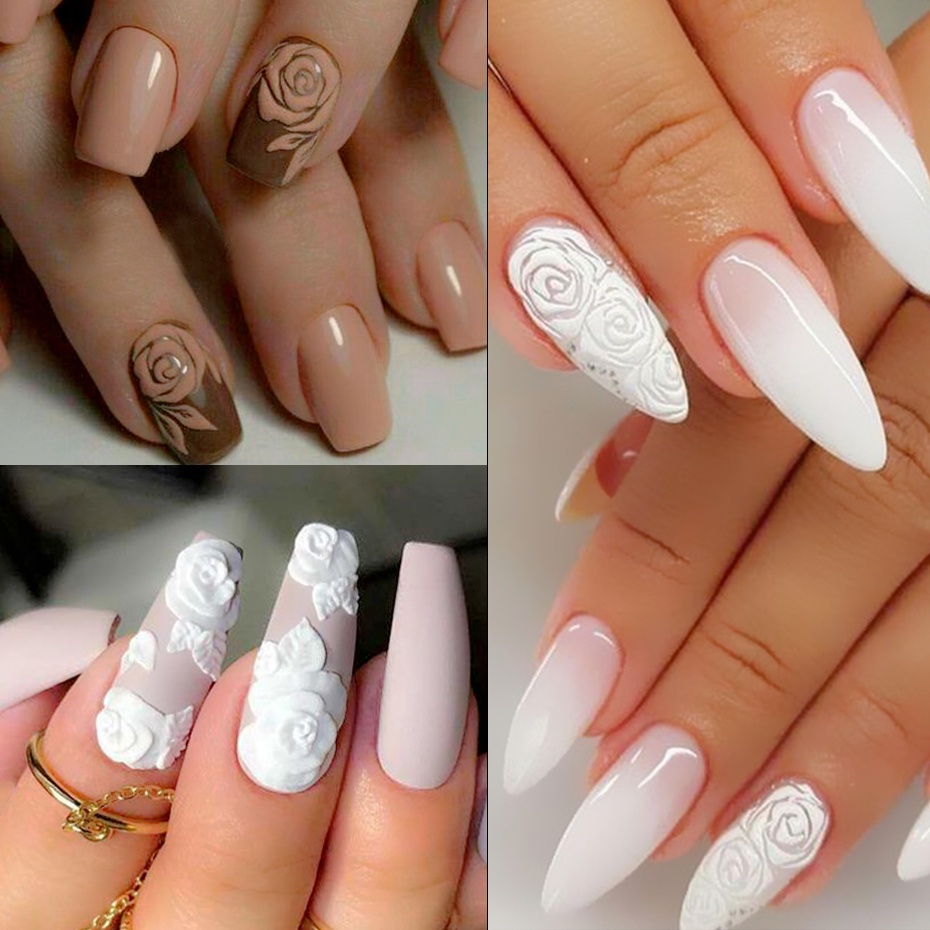 Miếng Dán Trang Trí Móng Tay 5D-K128 Hình Hoa Hồng