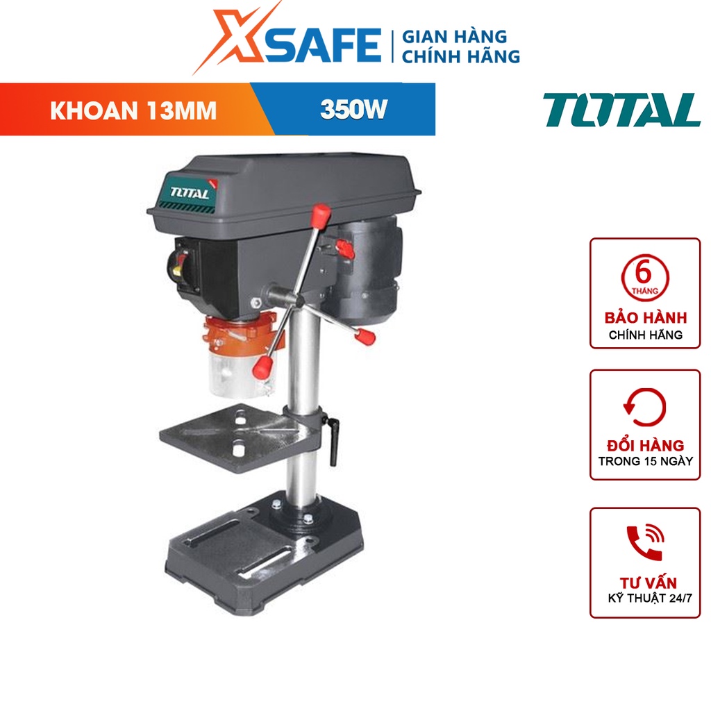 Máy khoan bàn TOTAL TDP133501 công suất 350w, tùy chỉnh chỉnh độ cao, tốc độ 580-2650v/p, khả năng khoan 13mm - [XSAFE]