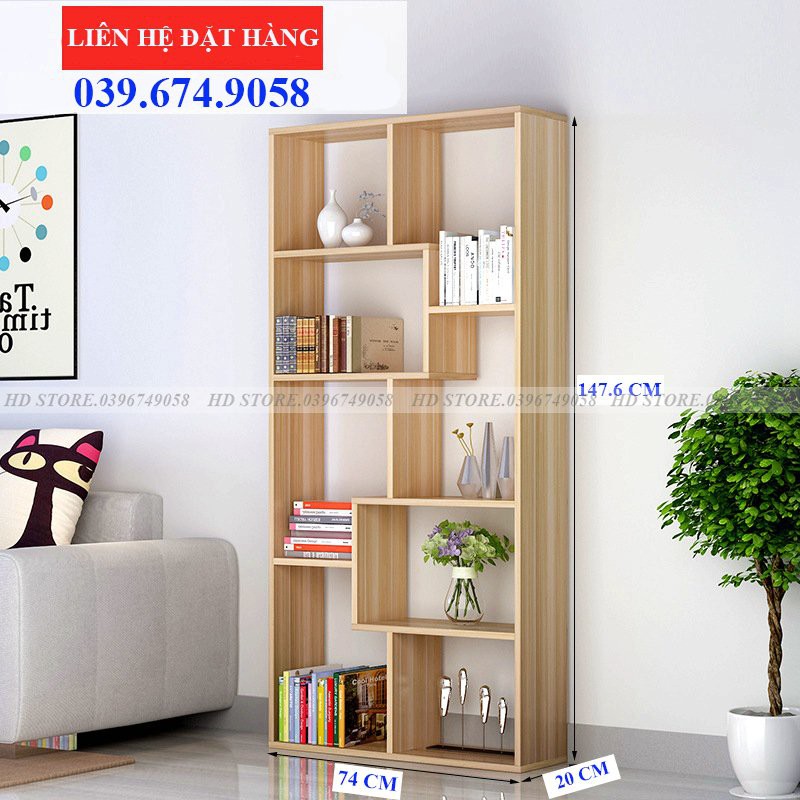 [Mã LIFE50KALL giảm 10% đơn 200K] Kệ Sách Gỗ Để Sàn Đa Tầng Nhiều Ngăn Tiện Ích Sang Trọng - Màu Vân Gỗ