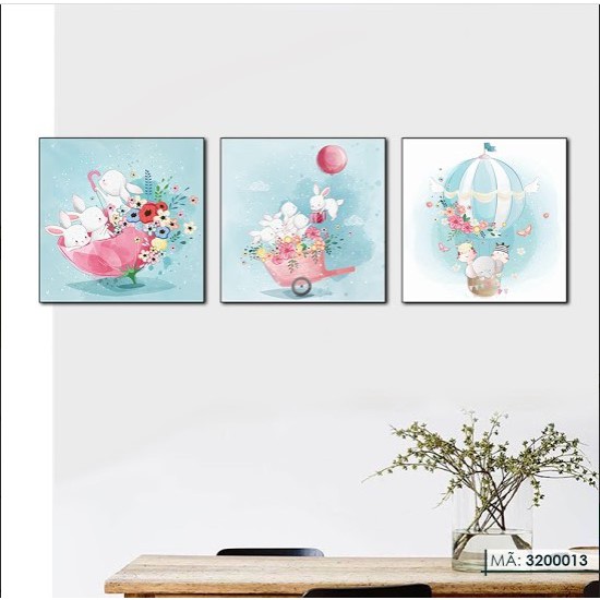 Set bộ 3 tranh canvas treo tường hoạt hình, tranh trang trí phòng khách, phòng ngủ, giá rẻ nhất thị trường, kt:3*40*60cm