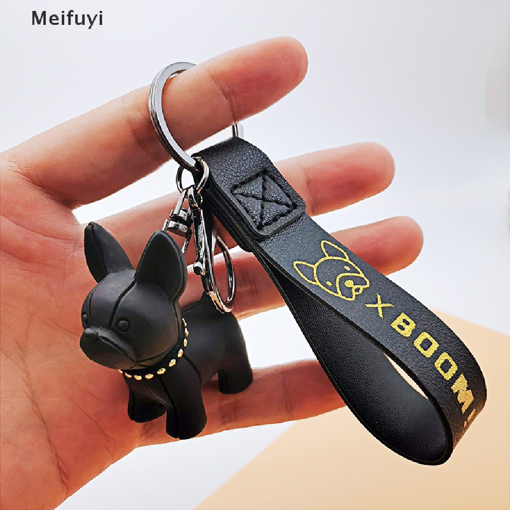 1 móc khóa da PU hình chó Bull Pháp phong cách Punk VN439
