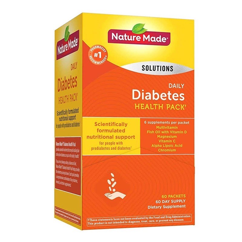 Vitamin bổ sung cho người bị tiểu đường Diabetes Nature Made Daily Heath pack 60 gói