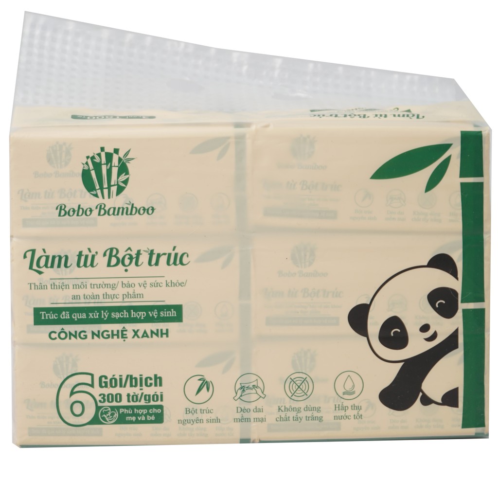 Giấy ăn cao cấp Bobo Bamboo 11 gói giấy rút