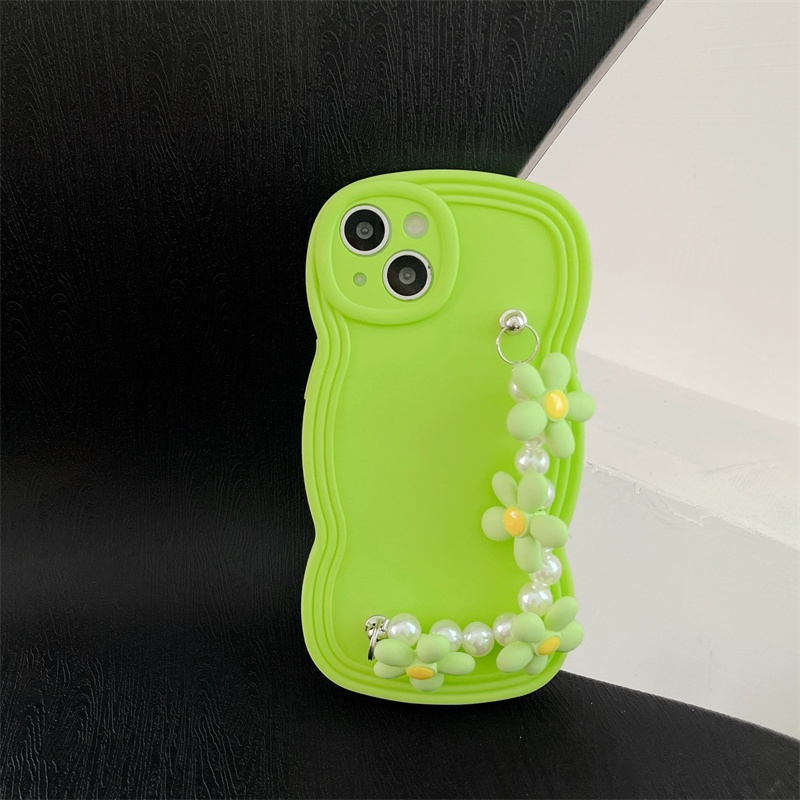 Ốp Điện Thoại TPU Silicon Mềm Họa Tiết Gợn Sóng Phối Chuỗi Hạt Gồm 5 Màu Cho iPhone 13 12 11 Pro Max X Xs Max XR