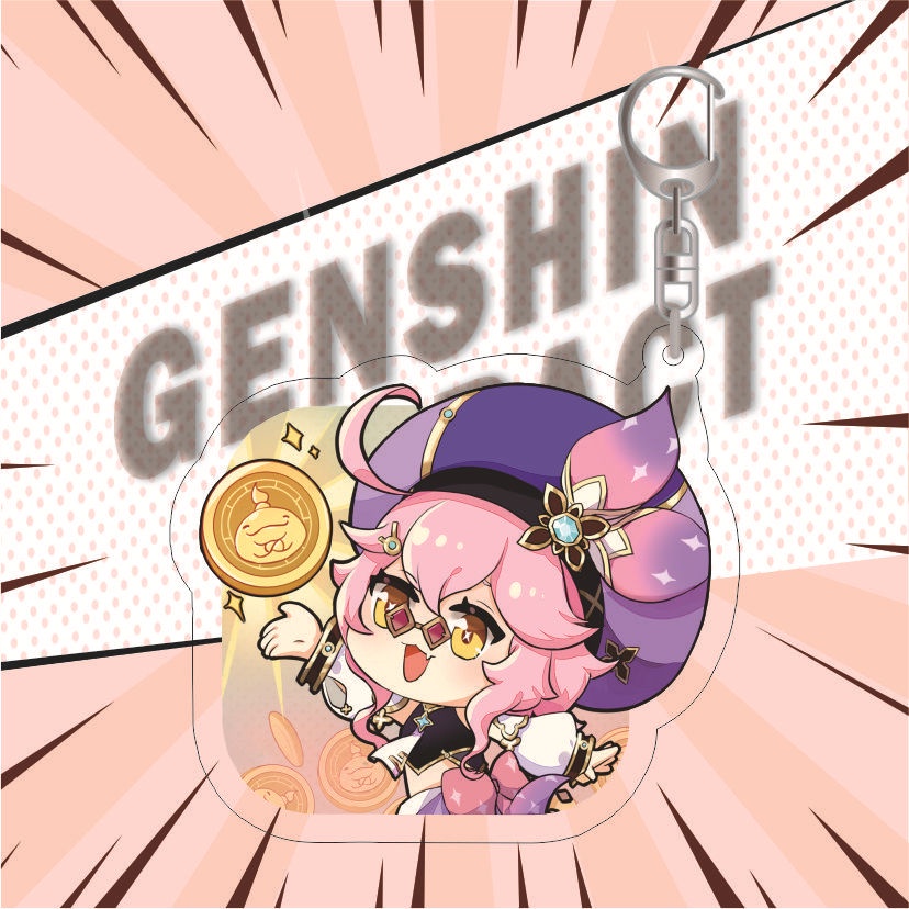 (đủ mẫu) Móc khóa in hình Genshin Impact ver chữ nhật game anime chibi mica trong acrylic