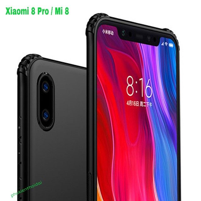 Ốp lưng Xiaomi Mi 8 Pro / Mi 8 dùng chung  dẻo TPU chống sốc thế hệ mới bảo vệ 4 góc ôm máy ( Đen )