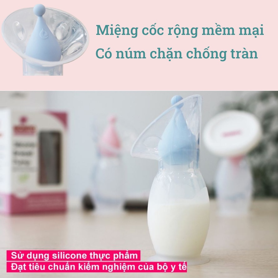 Cốc Hứng Sữa Hichito, Cốc hứng sữa rảnh tay thương hiệu Nhật Bản, Chất liệu silicon cao cấp, Hàng chính hãng