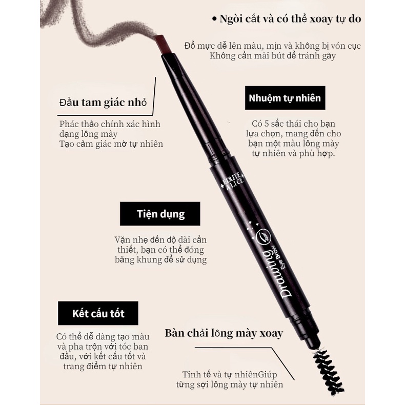 Chì kẻ mày hai đầu tự động xoay kháng nước không dễ phai màu trang điểm thời trang