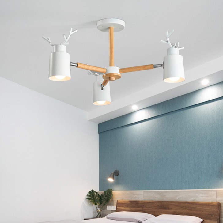 Đèn chùm MONSKY MATASI sừng hươu 3 tay trang trí nội thất hiện đại, sang trọng - kèm bóng LED chuyên dụng.