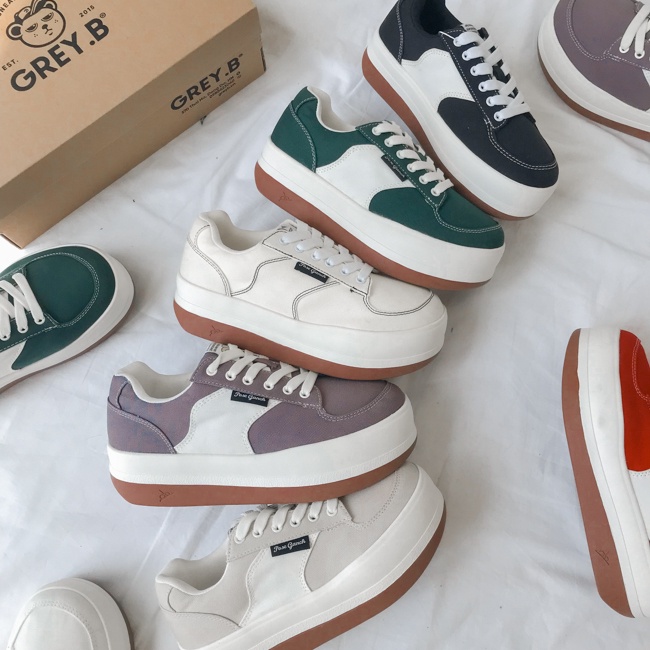 Giày Sneaker Pose Ganch Đế Độn Chất Liệu Vải Canvas Nhiều Màu Phong Cách Hàn Quốc