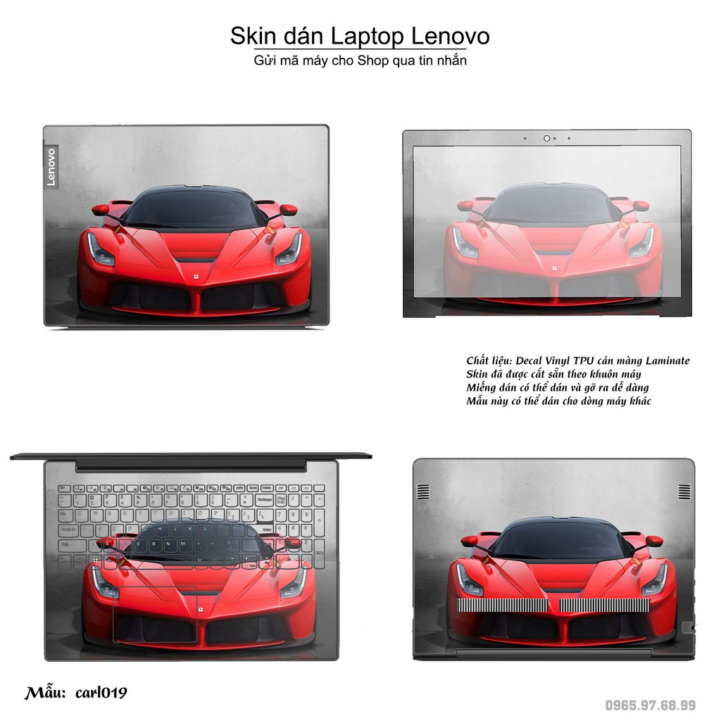 Skin dán Laptop Lenovo in hình xe hơi (inbox mã máy cho Shop)