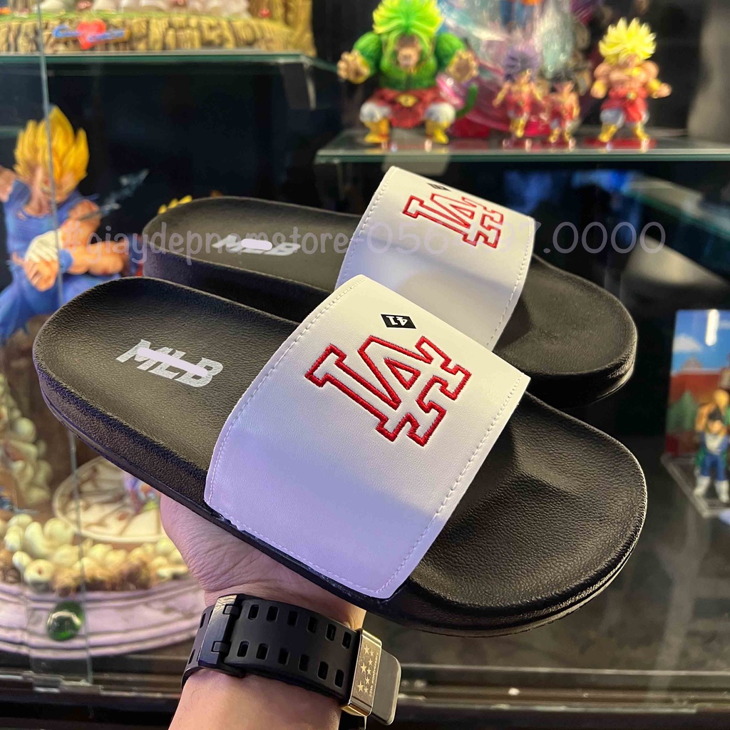 Dép quai ngang MLB LA unisex thời trang nam nữ cao cấp đế cao su chống nước siêu nhẹ phối đồ chất