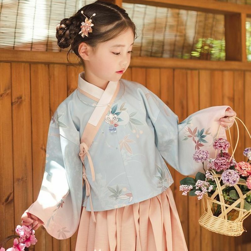 Hán phục cổ trang cho trẻ em set gồm áo và chân váy