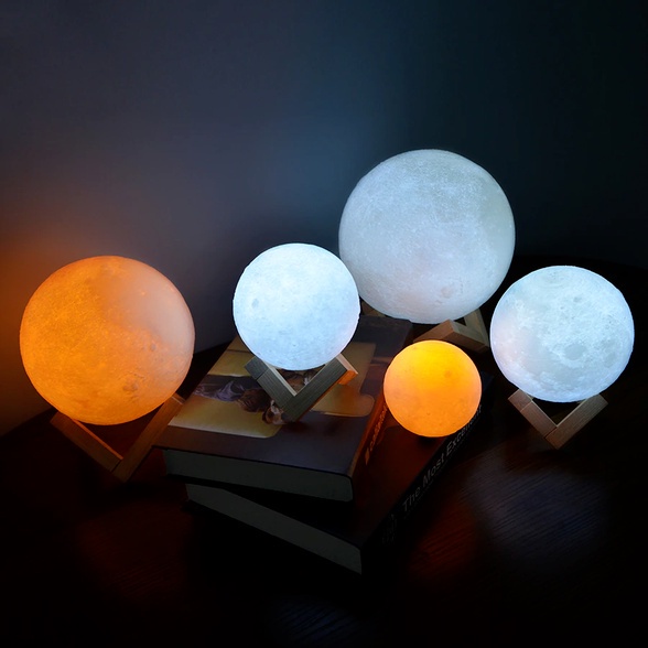 ⭐Còn hàng⭐ 3D LED Ánh sáng mặt trăng In Galaxy Star Space Moon Lamp Night Công tắc cảm ứng sạc USB 16 màu