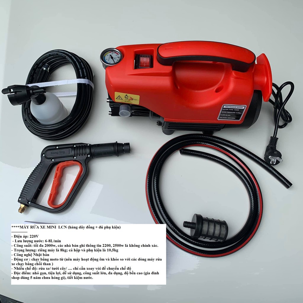 MÁY RỬA XE MINI LCN ( HÀNG DÂY ĐỒNG ĐỦ PHỤ KIỆN ) ( GIA DỤNG RẺ )