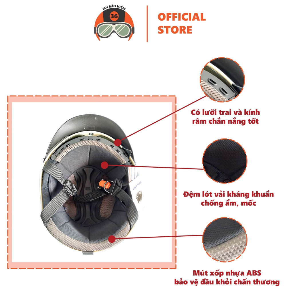 Mũ bảo hiểm GRS A966 kính râm (nhiều màu)