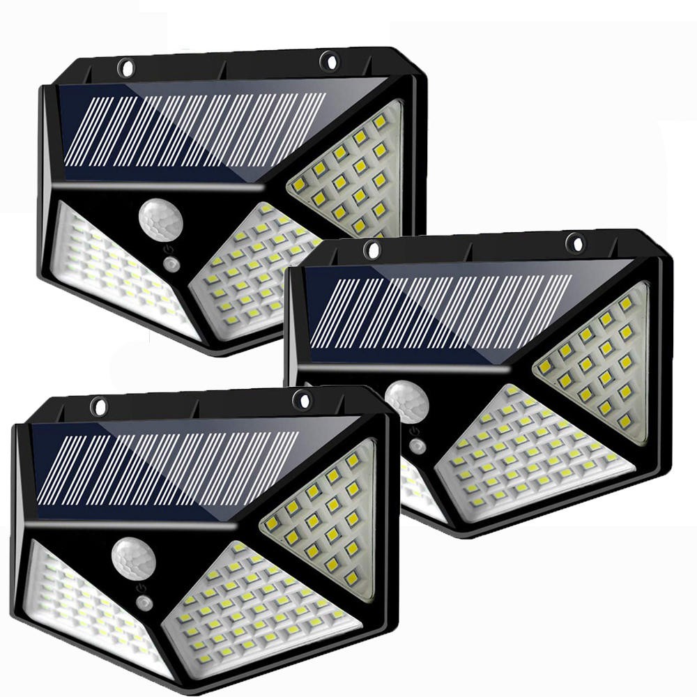 Đèn LED năng lượng mặt trời chống nước cảm biến chuyển động 100 LED siêu sáng 3 chế độ