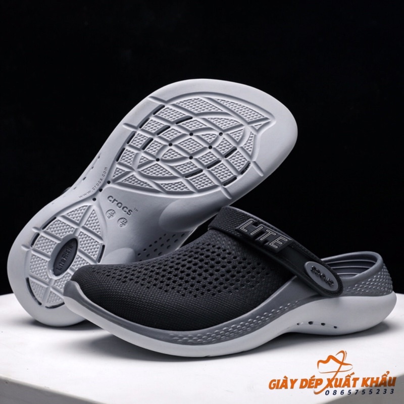 - Dép Sục Nam Nữ Literide Gắn Chữ Đen Ghi - Siêu Mềm, Bền, Êm Chân, Full Box Xịn