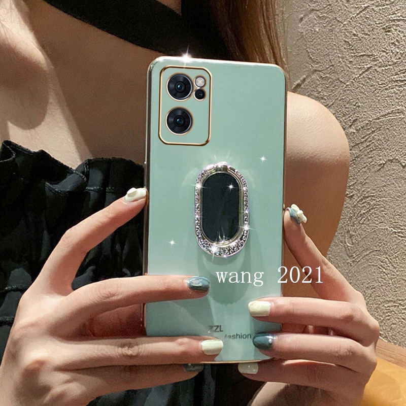 Ốp Điện Thoại Mềm Mặt Gương Đính Đá Sang Trọng Cho OPPO Reno 7 Z 5G 4G Reno7 Pro