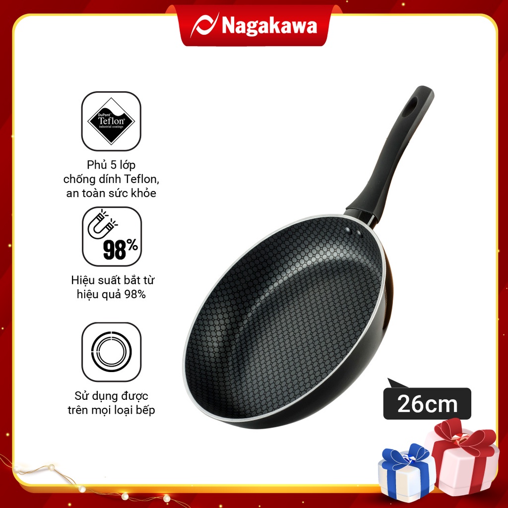 Chảo chống dính Nagakawa Fuyu NAG2605/ chảo chống dính đáy từ NAG2601