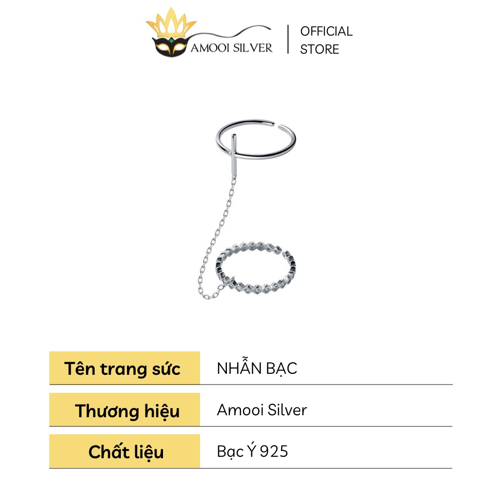 Nhẫn bạc S925 set 2 chiếc dây xích - Amooi Silver AN62