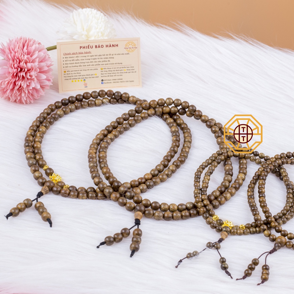 Vòng Trầm Hương Tốc [TẶNG TÚI GẤM] Có Mẫu mix Hoa Sen, Vòng tay phong thủy gỗ chuỗi tràng 108 hạt - Phong Thủy Tây Tạng