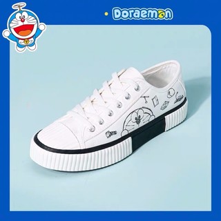 Giày Sneaker Trắng Viền Đen Doremon Doraemon