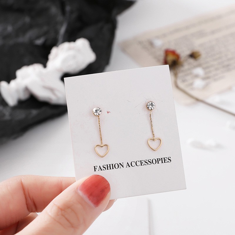 Khuyên tai mặt trái tim đính đá thời trang xinh xắn cho nữ A405